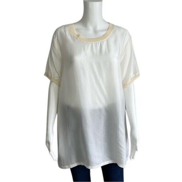 Johnny Was Short Sleeve Cream Tunic - S - Picture 1 of 8